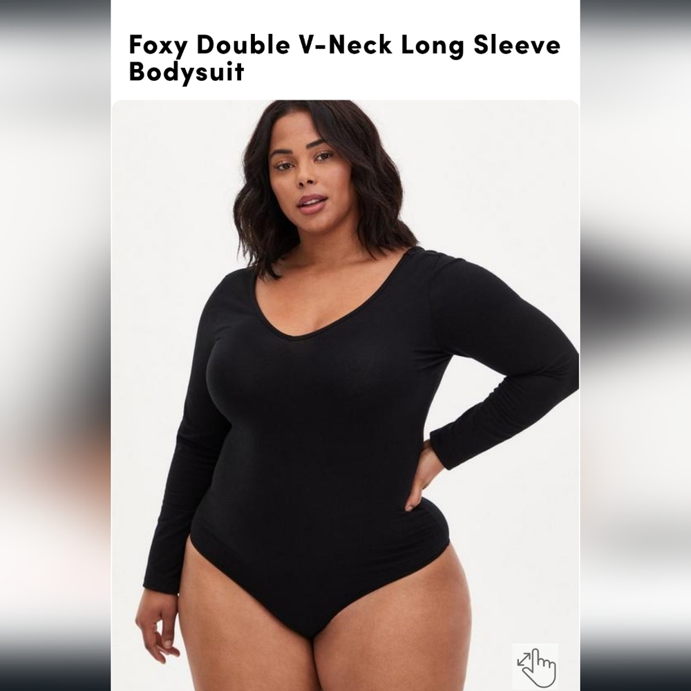 Foxy Double V-Neck Long Sleeve Bodysuit